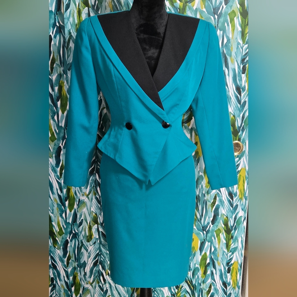 Vintage Kishi Teal Double-Breasted Suit Set